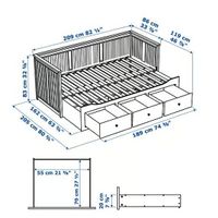 HEMNES Lit banquette 2 places, gris, 80x200 cm IKEA