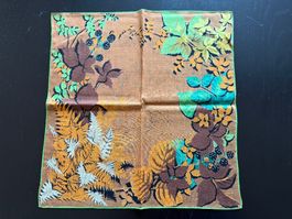 Seidentuch Herbstmotiv Beeren Blätter Braun Orange Grüne ...