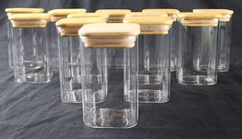 12 Vorratsgläser mit Holzdeckel, Neu und Originalverpackt
