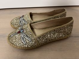 Espadrilles Macarena Leder Pailletten mit Libelle 35 neu