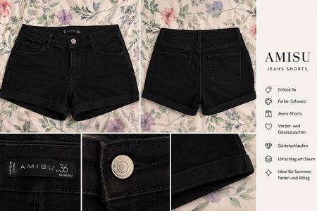 Amisu schwarze Jeans Shorts Grösse 36
