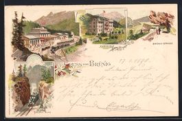 Litho Brünig, Bergbahn mit Brünig-Stra