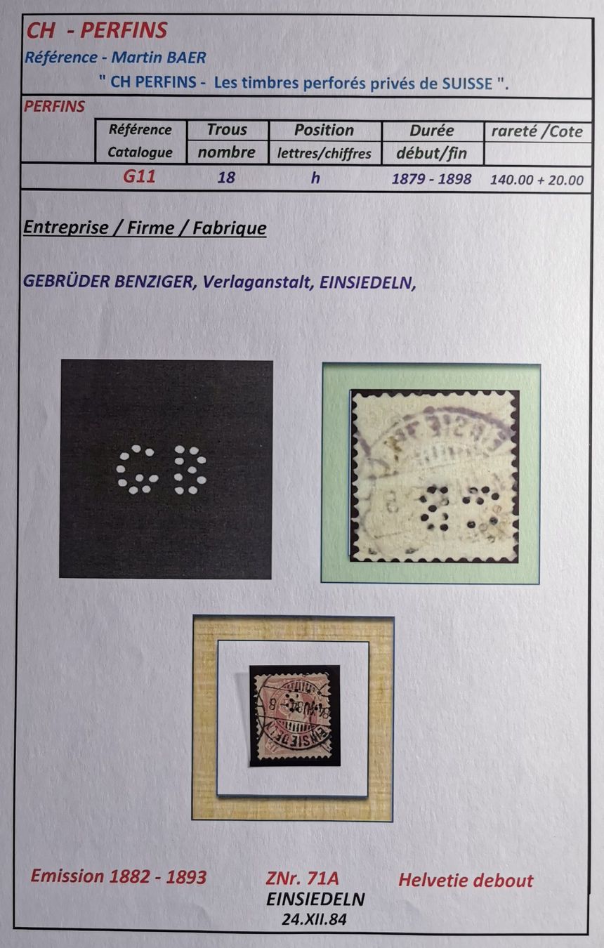 Tutti i francobolli: TR82 CH Perfins ZNr. 71A – Usato da Cousset venduto da Patrick_Collections