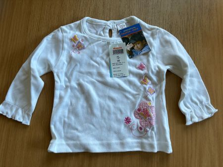 Langarmshirt Migros weiss mit Schmetterlingen