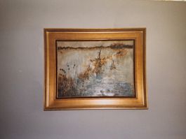 Huile sur toile "La Saône débordée" de Letellier, 1990