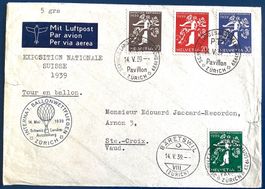 1939 / Brief Landi Ballonpost - Zürich / St.Croix
