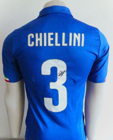Home, Italia 2014-15 Chiellini signé, maillot vintage foot