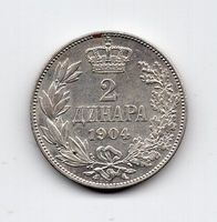 (1563) Serbien, 2 Dinar 1904, vz+