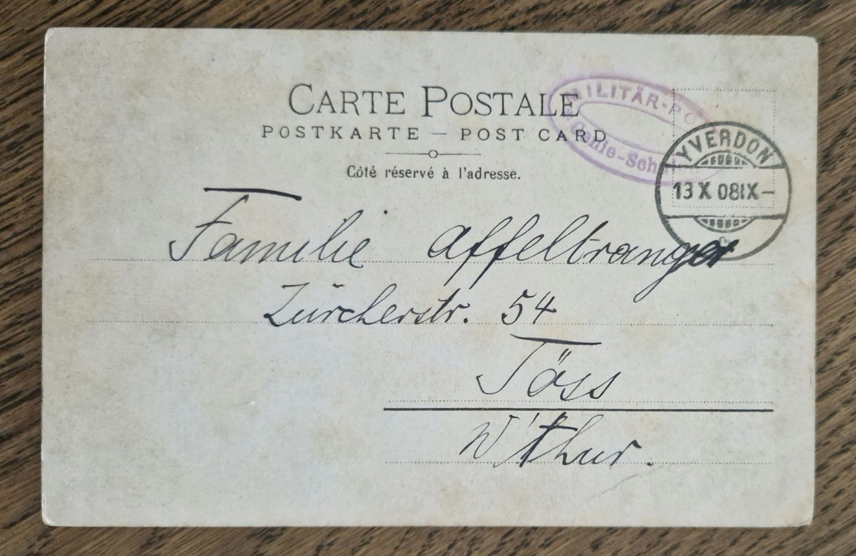 Cartoline postali: Yverdon, Le Château, Genieschulen, Feldpost 1908 – Usato da Ebikon venduto da Donar50 1