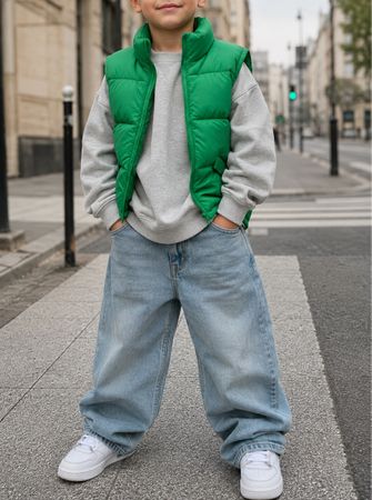 GILET MATELASSÉ VERT POUR ENFANT 