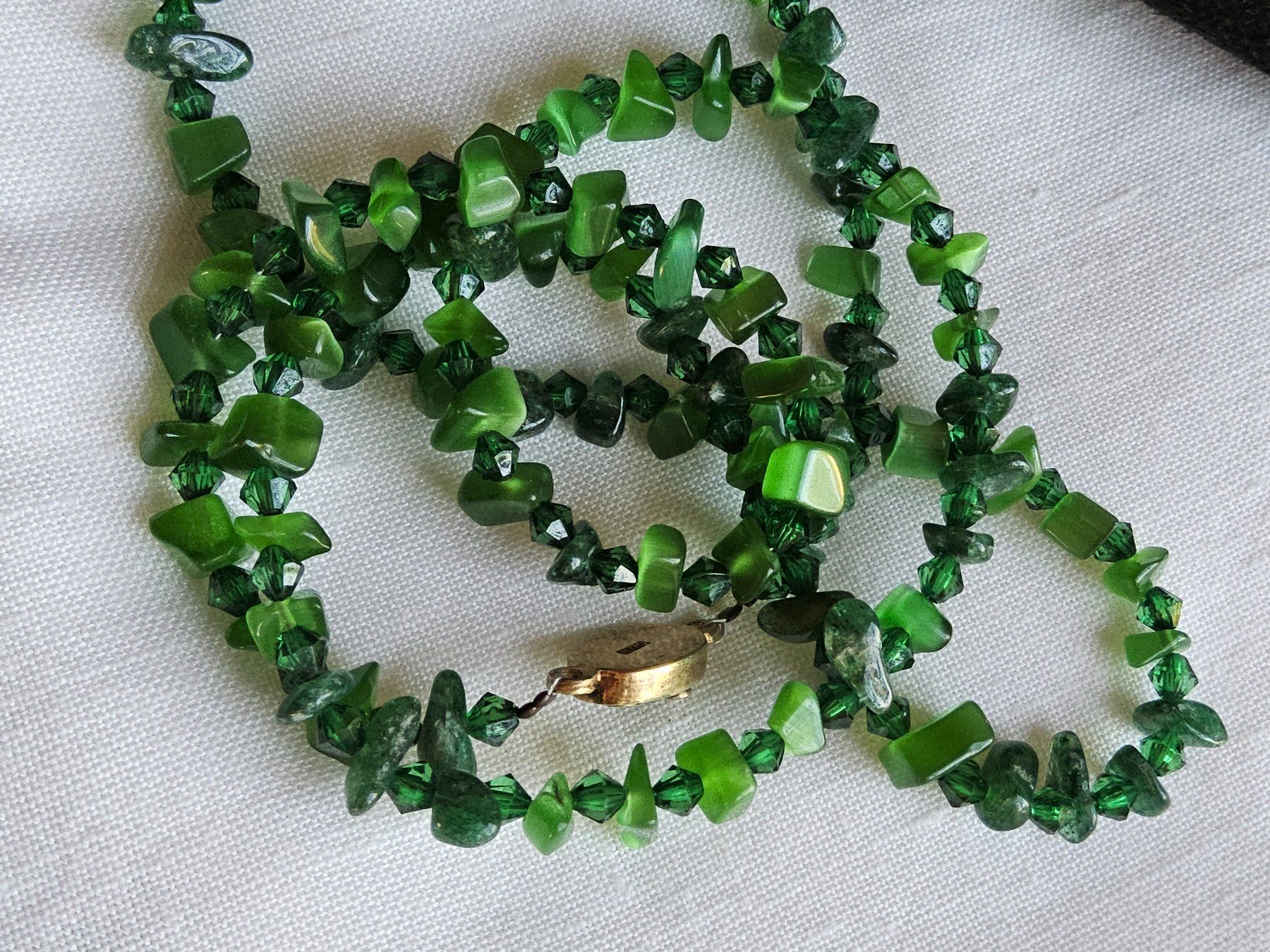 Catenine: Jadeite/Glas Collier Halskette mit Silber Verschluss – Usato da Zürich venduto da SciTec 3