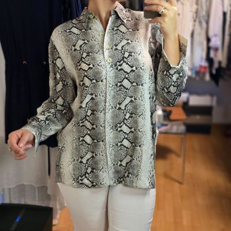 Vintage Yessica Bluse – Schlangenprint, Viskose Gr. 40/L