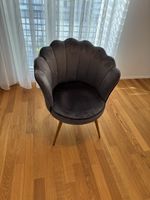 Sessel Samt grau Muschelform Metallfüsse guter Zustand