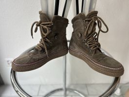 Moncler Boots Suede Lace-Up Brown Size 42 Used