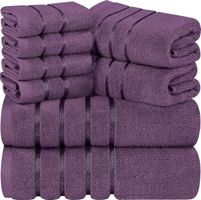 8er-Pack Handtuch-Set mit Aufhängeschlaufe Pflaume