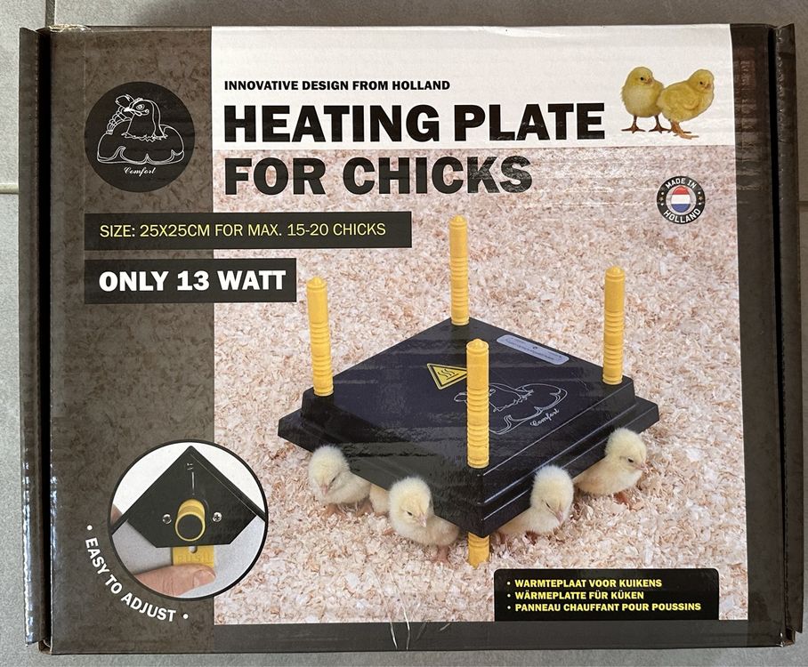Wärmeplatte mit Thermostat für Küken höhenverstellbar - 25 x 25 cm