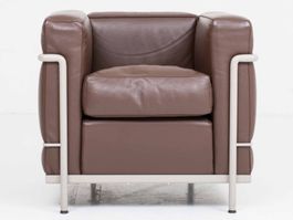 Cassina LC2 Sessel von Le Corbusier in braunem Leder