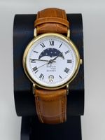 Herren Uhr Dubois 1785 QUARTZ Mondphase Lederband Goldfarben