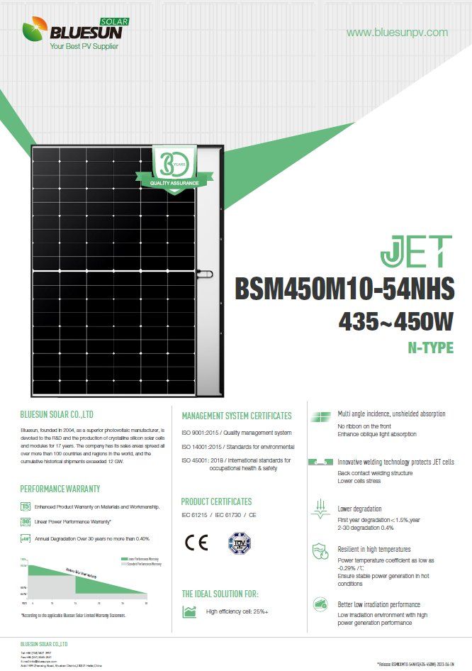 Dispositivi a energia solare: SOLARPANEL 450W BSM450M10-4NHS Black Frame – Nuovo e nell'imballaggio originale da Luzern venduto da Solarsense 3