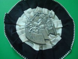 Fasnachtsplakette 1994 Zugsplakette Silber mit Rosette