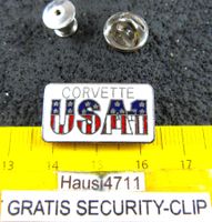 CORVETTE USA No.1 ENAMEL AUTO PIN MIT SECURITY-CLIP VINTAGE
