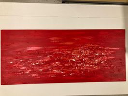 Pia Bütler 2006 abstraktes Gemälde Rot und Weiss Bild 2
