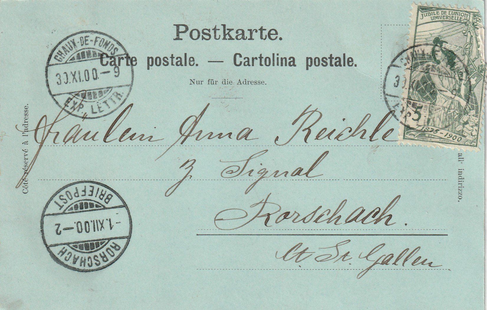Cartoline postali: La Chaux de Fonds – Usato da Rorschacherberg venduto da fratovi2 1