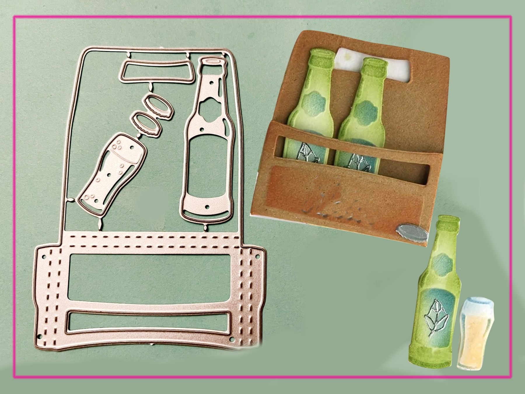 Sciablone: Bierflaschen / Bierglas und Box - Stanzschablone – Nuovo e nell'imballaggio originale da Frenkendorf venduto da jazzplatten
