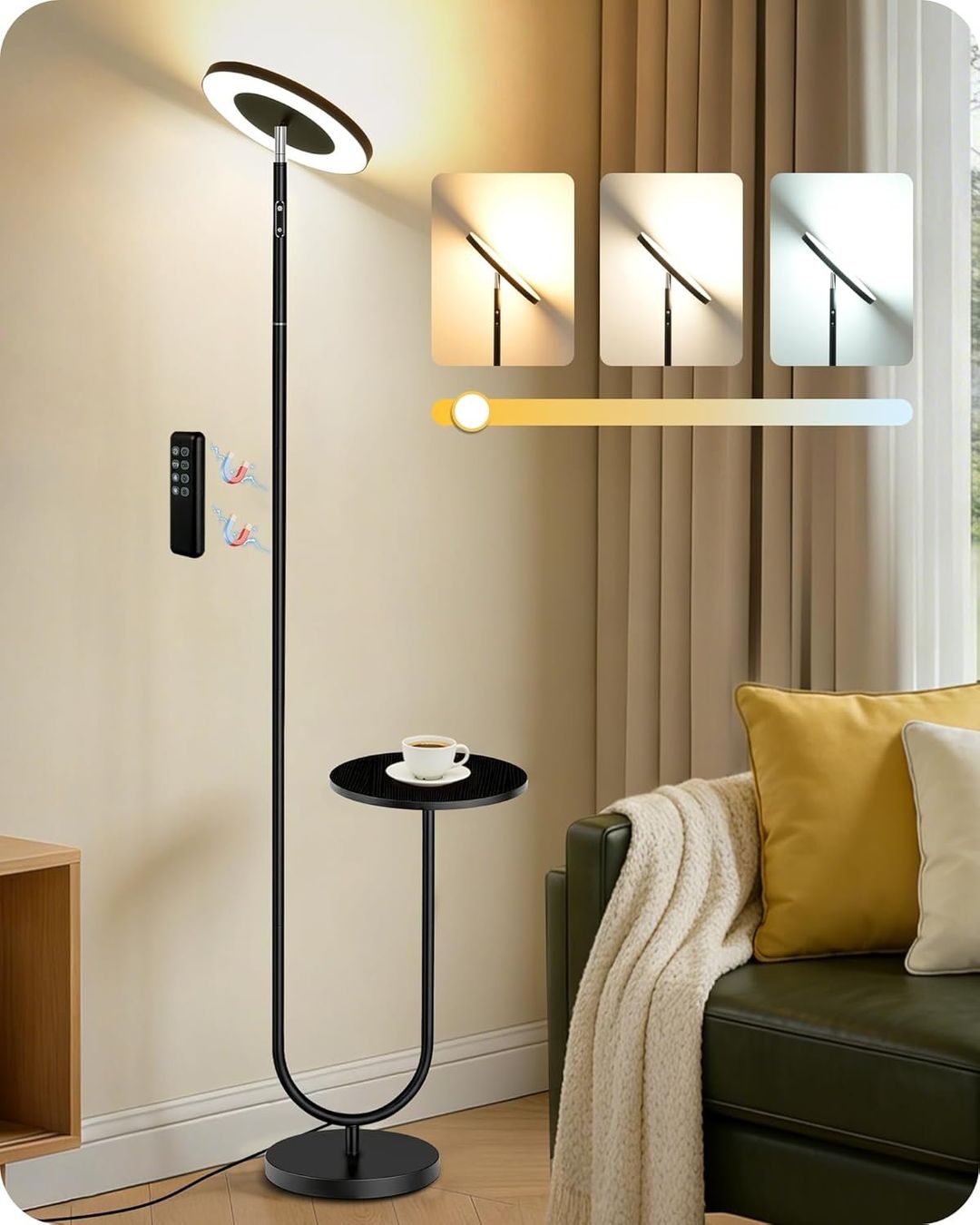 Lampade: Dimmbare LED Stehlampe mit Ablage – Nuovo e nell'imballaggio originale da Gränichen venduto da omniadeals 1