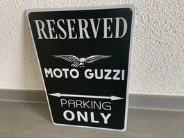Vintage Blechschild RESERVED MOTO GUZZI