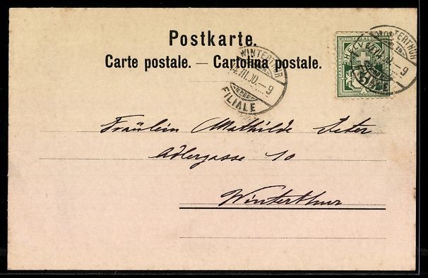 Cartoline postali: Litho Winterthur, Panorama, Schloss, Arb – Usato da Berlin venduto da bartko-reher 1