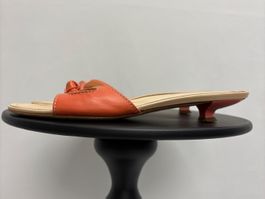 TOD'S Ledersandalen Gr. 36.5 Orange Kitten Heel Sandalette