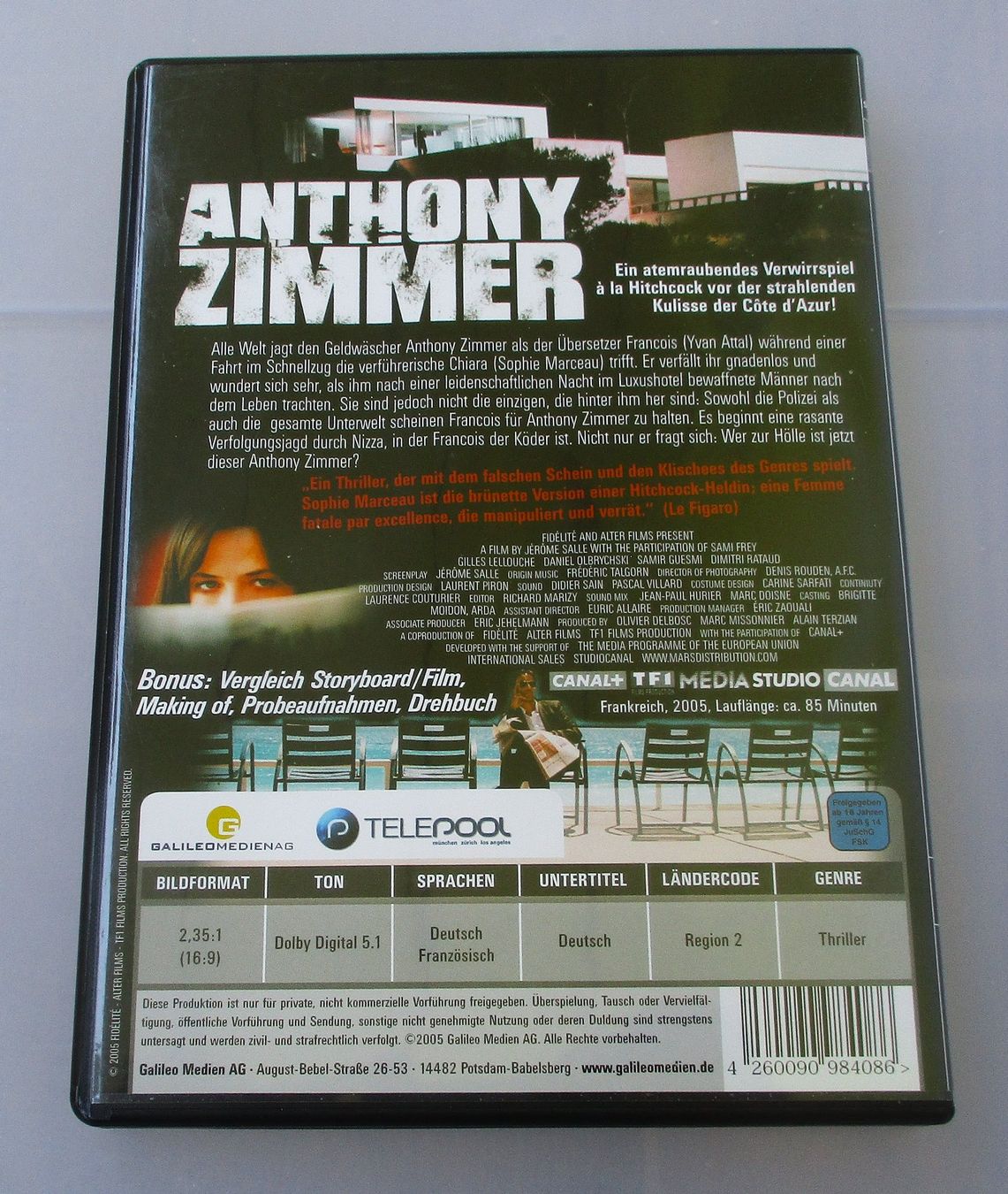 Tutti i DVDs: ANTHONY ZIMMER - Sophie Marceau – Usato da Wattwil venduto da Muriel10 1