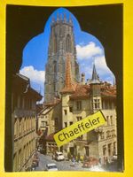 1980 Fribourg , Schweizerhalle und die Kathedrale