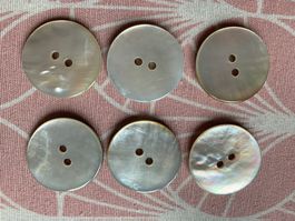 6 Perlmutter Knöpfe /echter Perlmutt / neu aus den 80ern