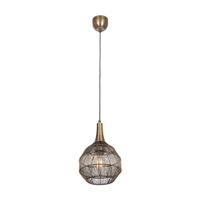 Pendelleuchte, Korb, Altmessing, 26 cm Ø
