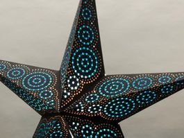 Leuchtstern - Marrakesh black/turquoise 60cm mit Kabel + LED