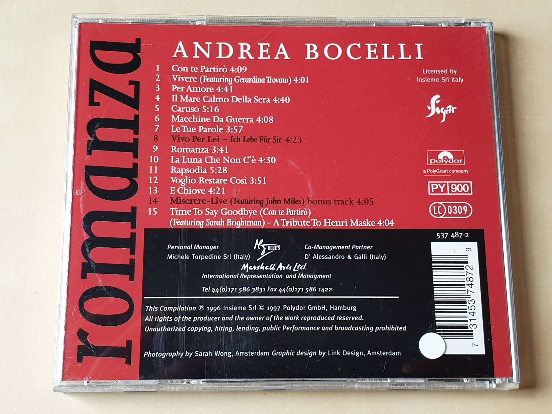 CD: Andrea Bocelli Romanza – Usato da Stansstad venduto da collectorsshop 1