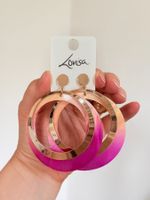 Boucles d'oreilles Lovisa créoles dégradé rose neuves