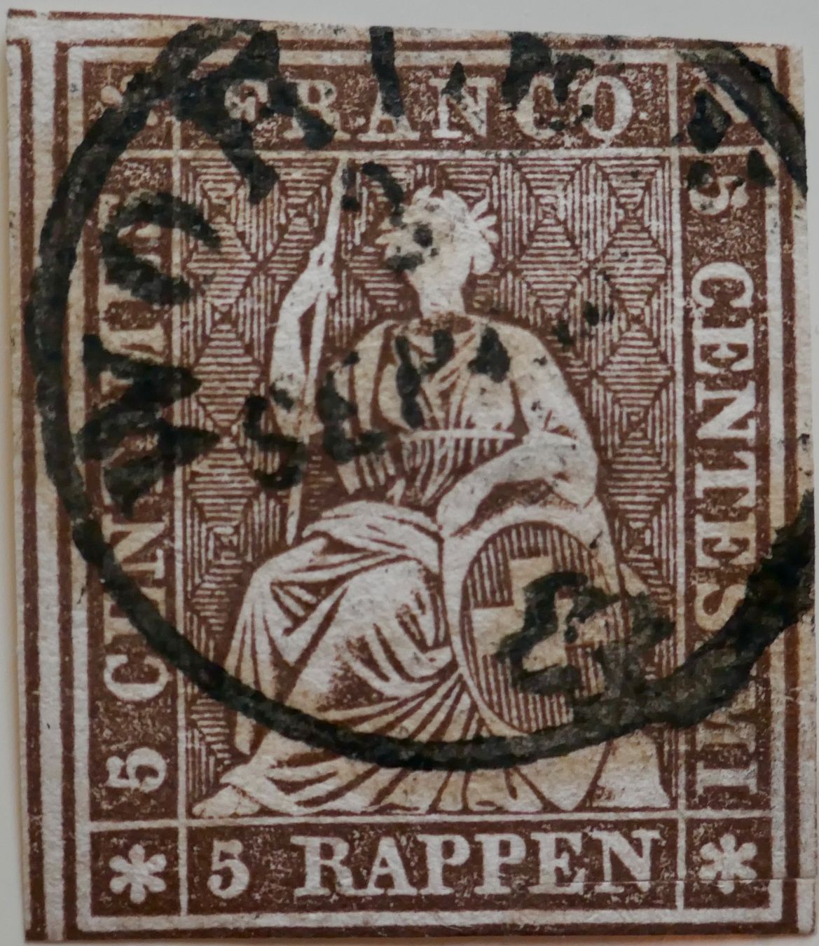 Alle Briefmarken: 5 Rp Strubel Vollstempel Wohlen – Gebraucht aus Möhlin von PHILABARTIS