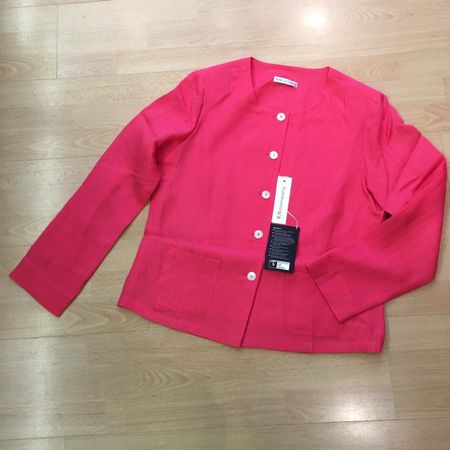 B.M. Company kurze Jacke Langarm Leinen fuchsia pink Gr 42
