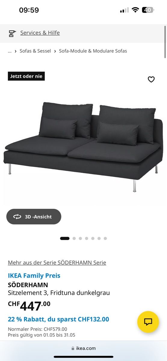 Divani: IKEA Söderhamn Ecksofa, dunkelgrau, sehr bequem! – Usato da Zug venduto da ber_h2rs 6