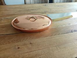 Kupferpfanne oval mit Deckel - Profi-Kochgeschirr