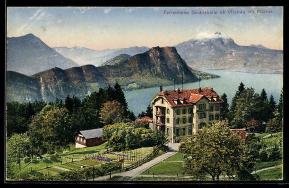 Cartoline postali: Vitznau, Ferienheim Grubisbalm mit Pilat – Usato da Berlin venduto da bartko-reher