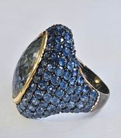 Spektakulärer Cocktail Ring mit Citrin und Saphiren