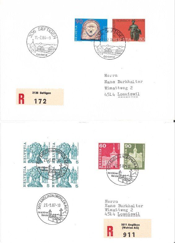 Alle Briefmarken: 10 Belege mit Werbedatumstempel – Gebraucht aus Bellach von qsearch 3