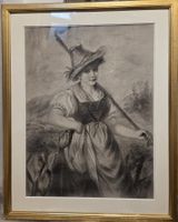 beau dessin au fusain ancien non signé