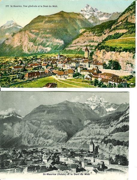 Cartoline postali: St. Maurice VS mit Dent du Midi 2 AK 1908 – Nuovo (secondo la descrizione) da Ennetmoos venduto da Ambuman