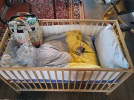 Kinderbett Babybett SNIGLAR Matratze, Bezügen, Decke, Windel