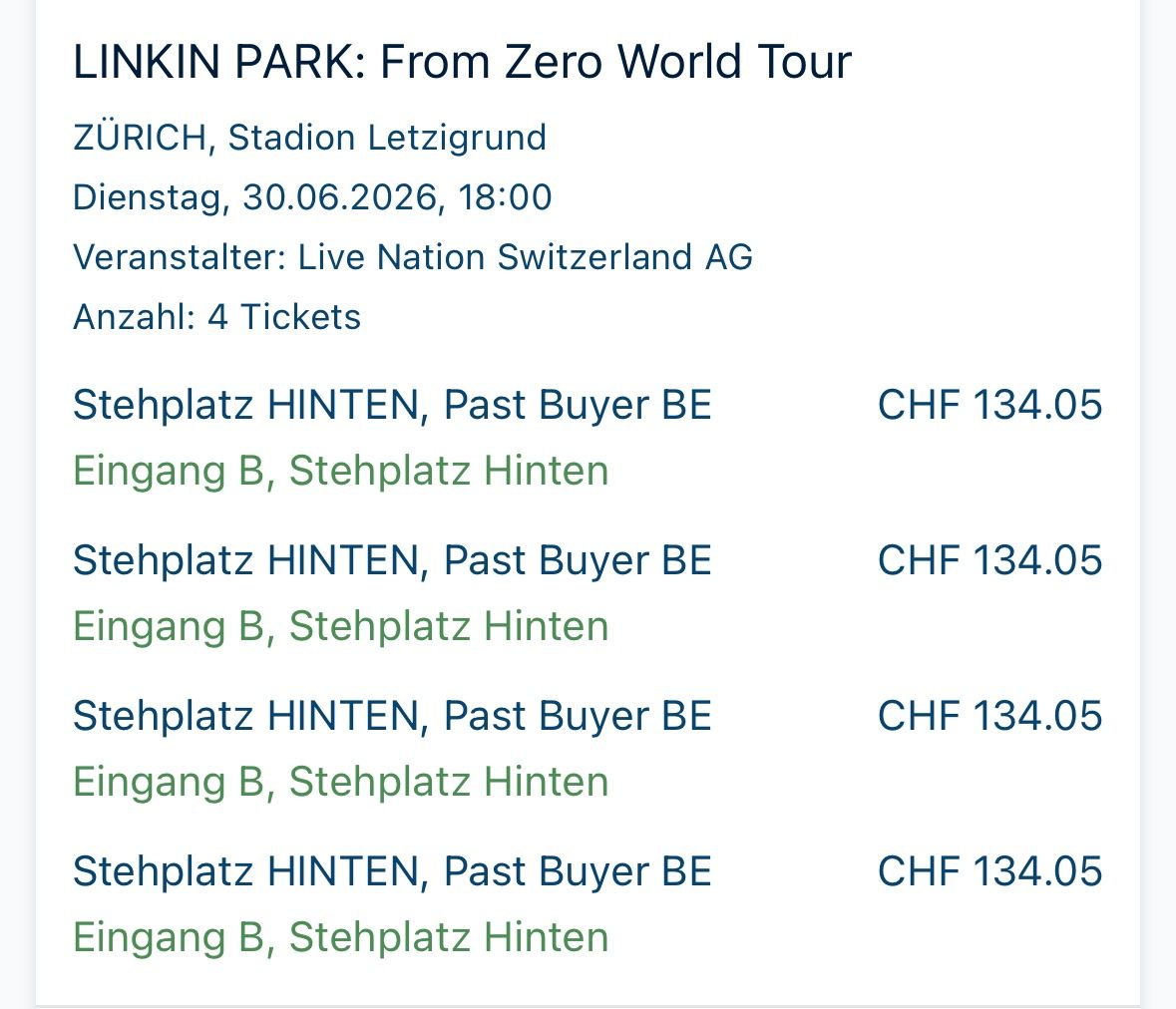 Biglietti: 2x Linkin Park Konzerttickets – Usato da Malters venduto da rigursus 1